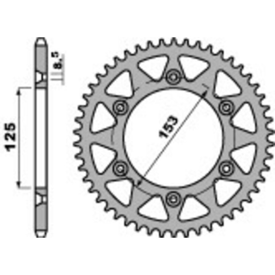 Couronne Alu PBR HONDA 125 à 250cc