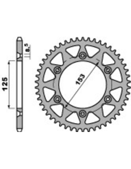 Couronne Alu PBR HONDA 125 à 250cc