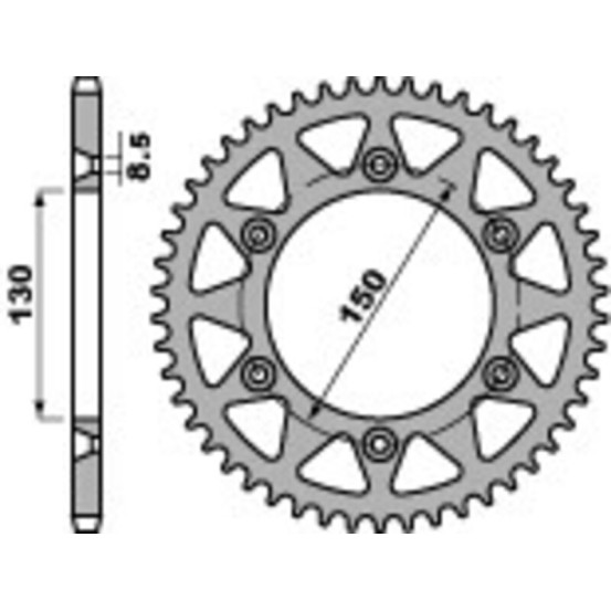 Couronne Alu PBR YAMAHA 125cc