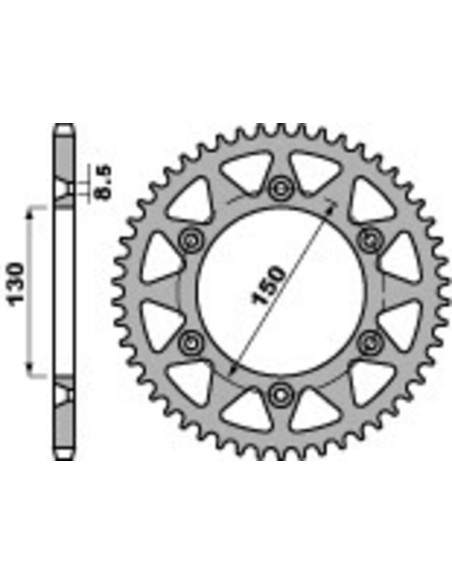 Couronne Alu PBR YAMAHA 125cc