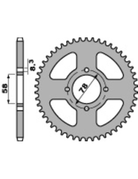 Couronne Acier PBR SUZUKI 125 GN 1992-1999, RG 1986-1996