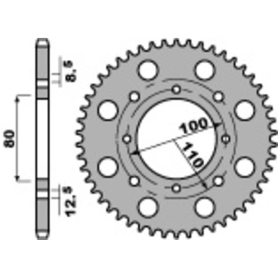 Couronne Acier PBR SUZUKI 250 RG 1985-88, GT 1979-85, GSX 1980-83