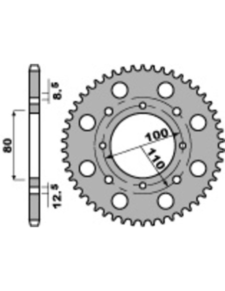 Couronne Acier PBR SUZUKI 250 RG 1985-88, GT 1979-85, GSX 1980-83