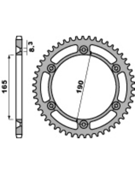 Couronne Acier PBR KTM 125/495/500/600 MX