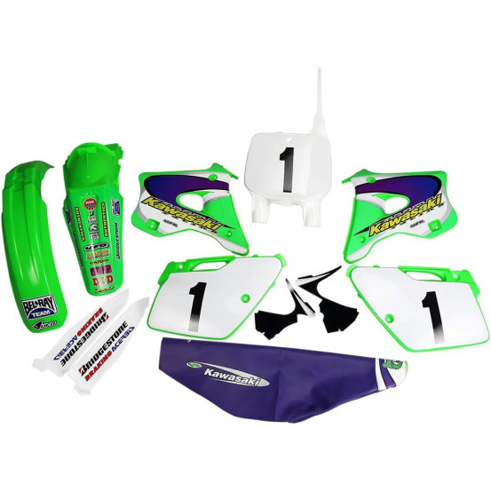Kit plastiques - Replica - UFO housse de selle et déco EMIG Team USA Kawasaki 125 250 KX 1994-1998