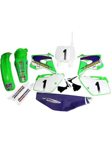 Kit plastiques - Replica - UFO housse de selle et déco EMIG Team USA Kawasaki 125 250 KX 1994-1998