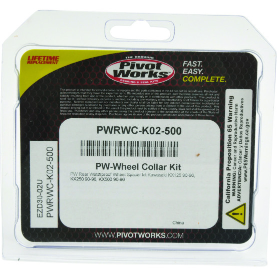 Roulements et entretoises de roue arrière PIVOT WORKS Kawasaki 125 KX 1990 - 1996, 250 KX 1990 - 1996, 500 KX 1990 - 1996