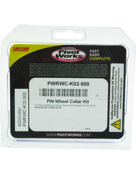 Roulements et entretoises de roue arrière PIVOT WORKS Kawasaki 125 KX 1990 - 1996, 250 KX 1990 - 1996, 500 KX 1990 - 1996