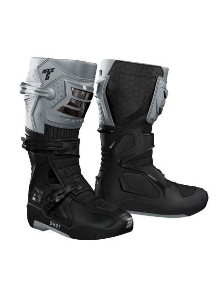 Bottes cross Shot Race 6 - Noir Gris Chrome