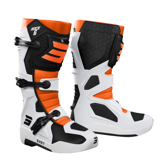 Bottes cross Shot Race 6 - Noir Blanc Orange