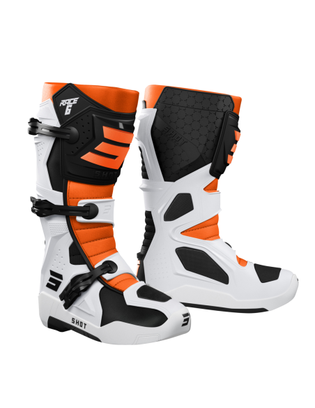 Bottes cross Shot Race 6 - Noir Blanc Orange