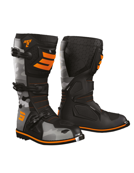 Bottes cross Shot Race 2 - Camo Orange Fluo