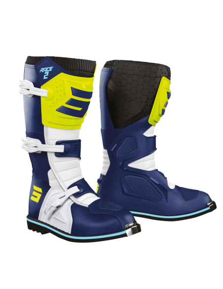 Bottes cross Shot Race 2 - Bleu Jaune Fluo