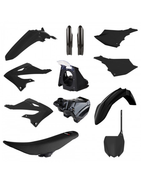 Kit plastiques complet - Noir - POLISPORT Restylé 2022 Yamaha 125 250 YZ 2002-2021