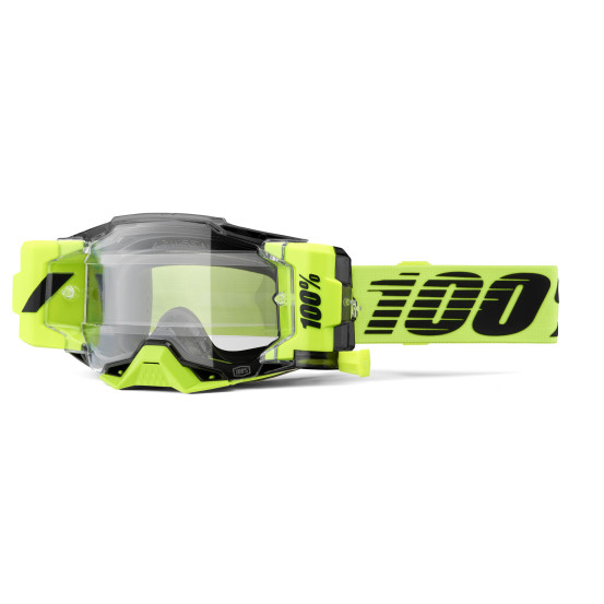 Masque cross 100% Armega Forecast Jaune Fluo - Ecran Clair