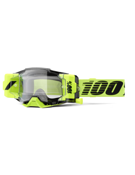 Masque cross 100% Armega Forecast Jaune Fluo - Ecran Clair