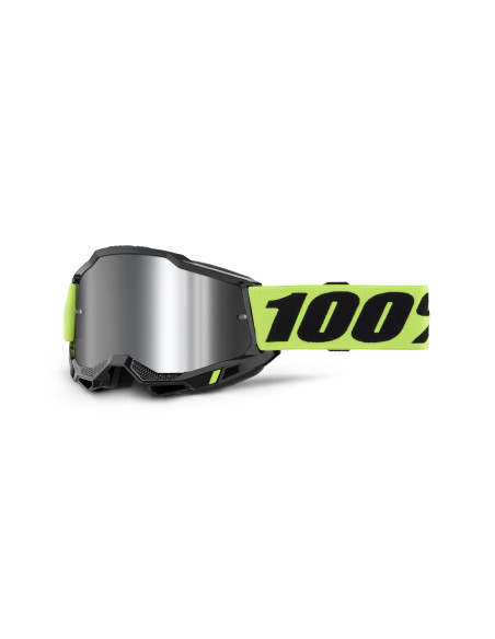 Masque cross 100% Accuri 2 Jaune Fluo - Ecran Iridium Argent
