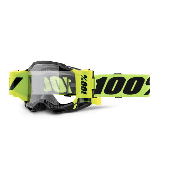 Masque cross 100% Accuri 2 Forecast Jaune Fluo - Ecran Clair