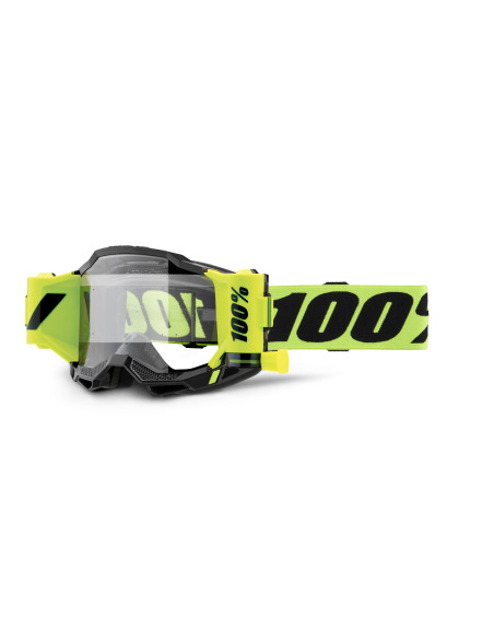 Masque cross 100% Accuri 2 Forecast Jaune Fluo - Ecran Clair
