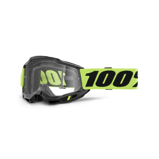 Masque cross 100% Accuri 2 OTG Jaune Fluo - Ecran Clair