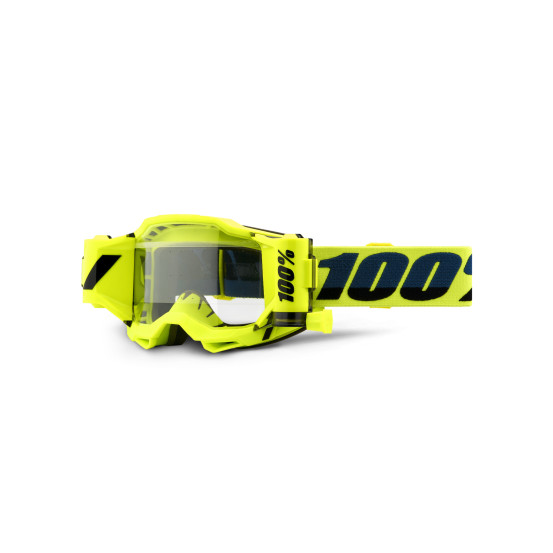 Masque cross 100% Accuri 2 Forecast Jaune fluo - Ecran clair