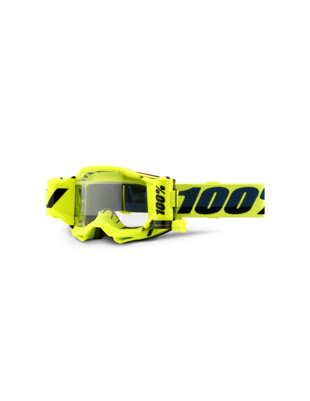 Masque cross 100% Accuri 2 Forecast Jaune fluo - Ecran clair