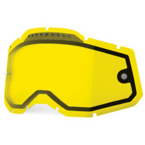 Ecran double ventilé 100% pour masque cross Racecraft 2 / Accuri 2 / Strata 2 - Jaune