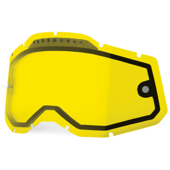 Ecran double ventilé 100% pour masque cross Racecraft 2 / Accuri 2 / Strata 2 - Jaune