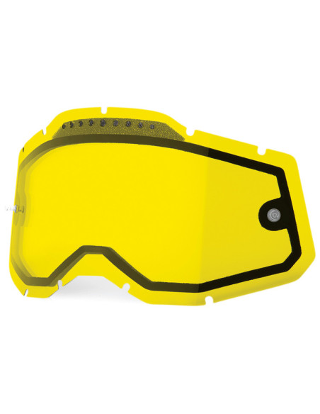 Ecran double ventilé 100% pour masque cross Racecraft 2 / Accuri 2 / Strata 2 - Jaune