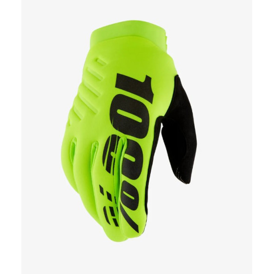Gants cross enfant 100% Brisker - Jaune Fluo