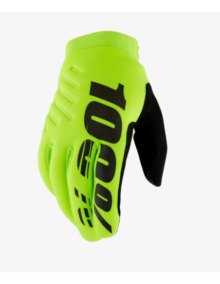 Gants cross enfant 100% Brisker - Jaune Fluo