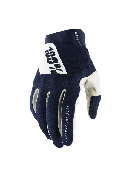 Gants cross 100% Ridefit - Bleu marine Blanc