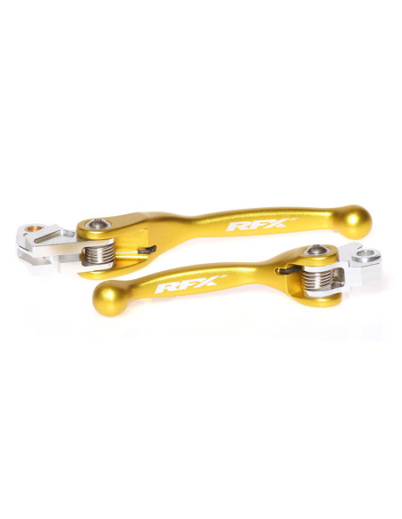 Ensemble de leviers retournables forgés RFX Race Jaune Kawasaki KX Suzuki RM-Z