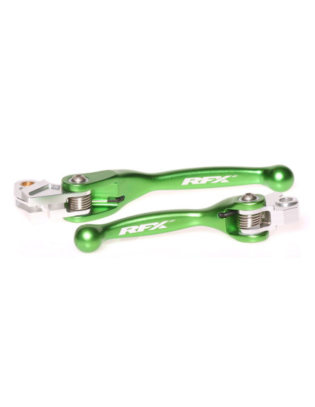 Ensemble de leviers retournables forgés RFX Race Vert Kawasaki KX Suzuki RM-Z
