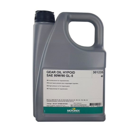 Huile de boite de vitesses MOTOREX GEAR OIL HYPOID 80W90 4 Litres