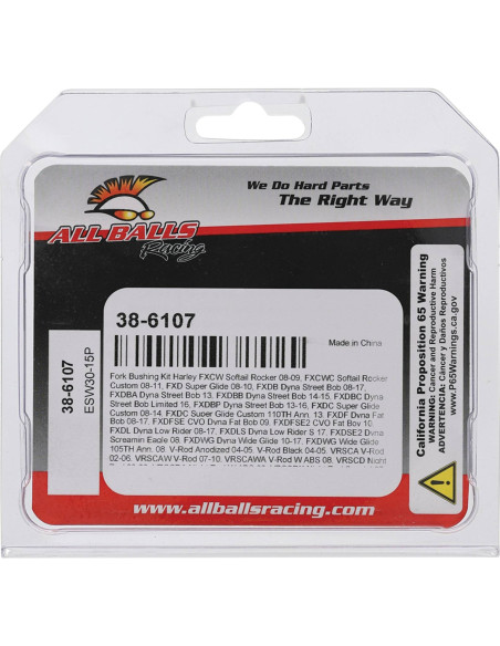 Kit de bagues de frictions internes de fourche ALL BALLS - HARLEY DAVIDSON V-ROD - SUZUKI 1800 Intruder 2008-2010