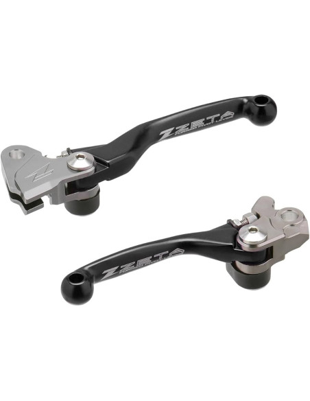 Jeu de leviers retournables frein/embrayage ZETA Yamaha 125/250 YZ, 250/426/450 YZF, Kawasaki 250 KX, 250/450 KXF, Suzuki 250..