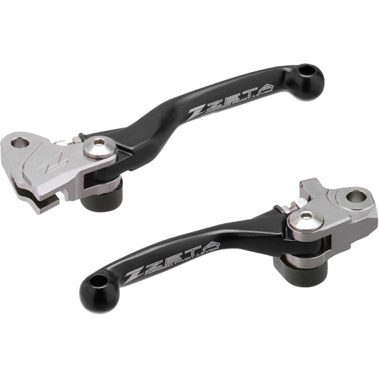 Jeu de leviers retournables frein/embrayage ZETA Yamaha 125/250 YZ, 250/426/450 YZF, Kawasaki 250/450 KXF Noirr