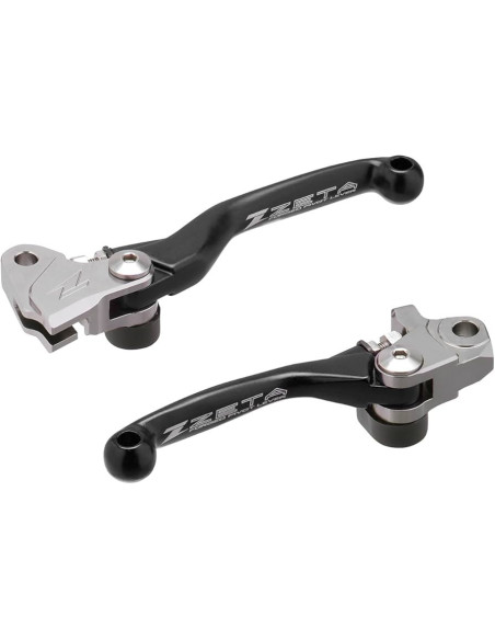 Jeu de leviers retournables frein/embrayage ZETA Yamaha 125/250 YZ, 250/426/450 YZF, Kawasaki 250/450 KXF Noirr