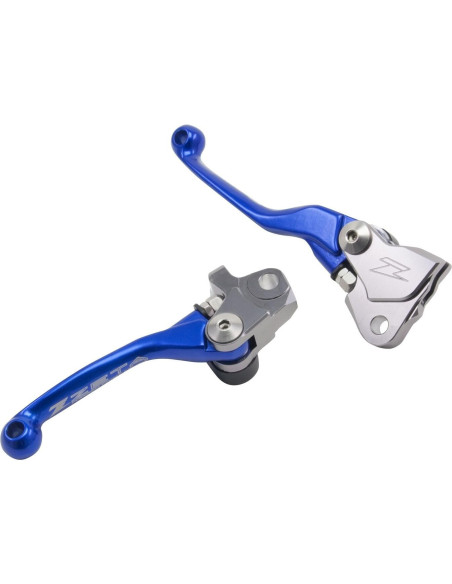Jeu de leviers retournables frein/embrayage ZETA Yamaha 125/250 YZ, 250/426/450 YZF, Kawasaki 250/450 KXF Bleu