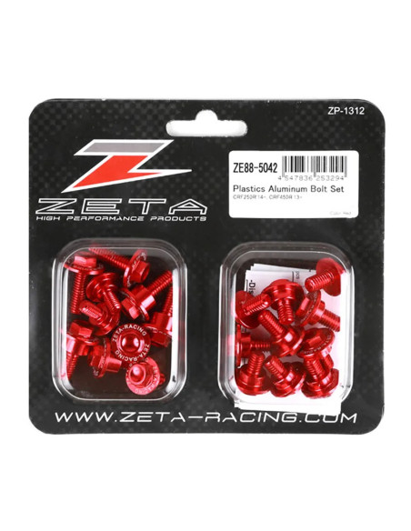 Kit vis ZETA pour plastiques HONDA 250 CRF 2014-17/450 CRF 2013-16 Rouge