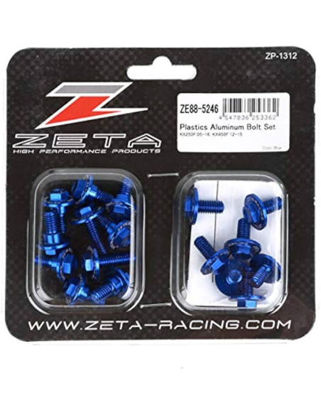 Kit vis ZETA pour plastiques Kawasaki 250 KXF 2005-16, KX 450 F 2012-15 Bleu