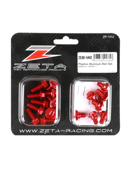 Kit vis ZETA pour plastiques Suzuki 250 RMZ 2010-2017, 450 RMZ 2011-17 Rouge