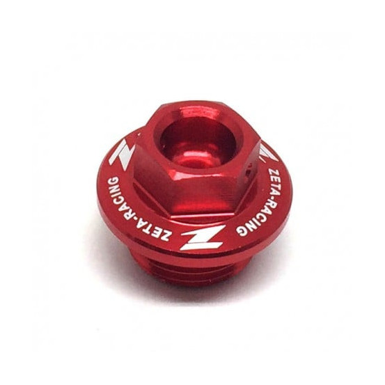 Bouchon de remplissage d'huile ZETA M18x1.5 Kawasaki, Suzuki, Husqvarna Rouge selon modeles compatibles
