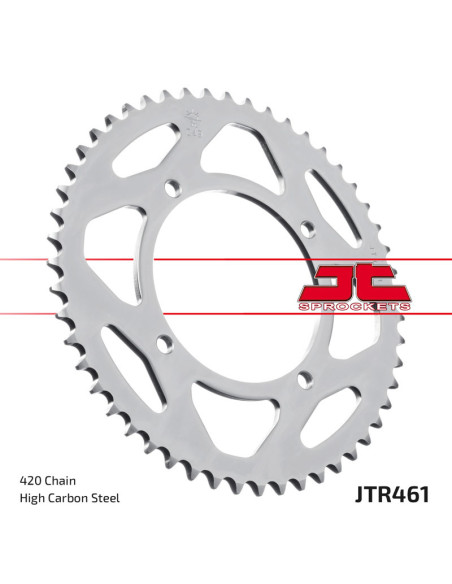 Couronne acier JT - 51 dents - Pas 420 - KAWASAKI 80 / 85 / 100 KX