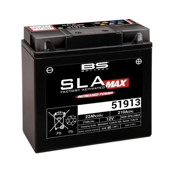 Batterie moto 12v BS 51913 SLA MAX sans entretien activée usine