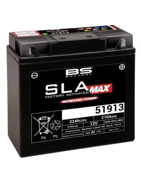 Batterie moto 12v BS 51913 SLA MAX sans entretien activée usine