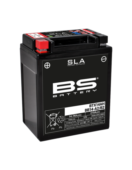 Batterie moto 12v BS BTX14AH / BB14-A2/B2 SLA activée usine