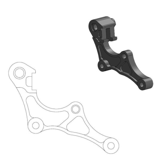 Patte de déport étrier origine MOTO MASTER - Disque SM Street 320mm - HONDA 250 / 450 CRF R / RX