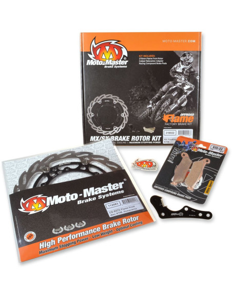 Kit frein avant oversize 270mm MOTO MASTER - Patte de déport + plaquettes incluses - KAWASAKI 125 / 250 KX 250 / 450 KX-F